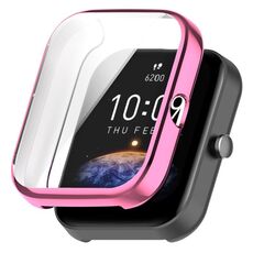 Per Amazfit Bip 3 / Bip 3 Pro Custodia protettiva universale per orologio galvanico in TPU a copertura totale (rosa)