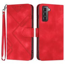 Custodia in pelle per Samsung Galaxy S22 + 5G Line Pattern Skin Feel (rosso)