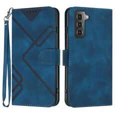 Custodia in pelle per Samsung Galaxy S22+ 5G Line Pattern Skin Feel (blu reale)