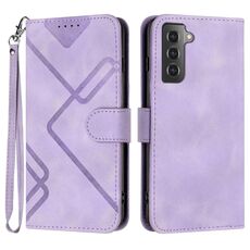 Custodia in pelle per Samsung Galaxy S22+ 5G Line Pattern Skin Feel (viola chiaro)