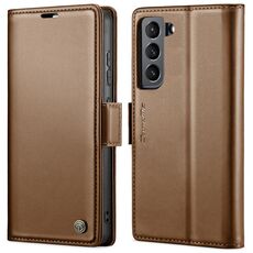 Per Samsung Galaxy S22 5G CaseMe 023 Butterfly Buckle Litchi Texture RFID Custodia in pelle antifurto (marrone)