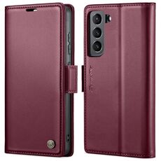 Per Samsung Galaxy S22 + 5G CaseMe 023 Butterfly Buckle Litchi Texture Custodia in pelle antifurto RFID (vino rosso)