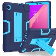 Per TCL Tab 8 LE / WiFi Custodia per tablet PC ibrida in silicone a colori a contrasto con supporto (blu navy)