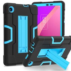 Per TCL Tab 8 LE / WiFi Custodia per tablet PC ibrida in silicone a colori a contrasto con supporto (nero blu)