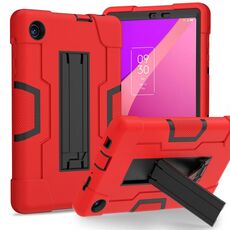 Per TCL Tab 8 LE / WiFi Custodia per tablet PC ibrida in silicone a colori a contrasto con supporto (rosso nero)