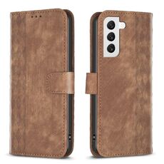 Custodia per telefono in pelle goffrata scozzese per Samsung Galaxy S22 + 5G (marrone)