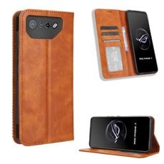 Per ASUS ROG Phone 7 Custodia per cellulare in pelle con fibbia magnetica retrò (marrone)