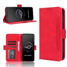 Per ASUS ROG Phone 7 Skin Feel Calf Texture Slot per schede Custodia in pelle per telefono (rosso)