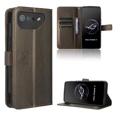 Per ASUS ROG Phone 7 Custodia per cellulare in pelle Diamond Texture (marrone)