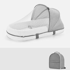 709 Culla multifunzionale portatile con zanzariera Letto mobile neonato pieghevole, colore: grigio bianco