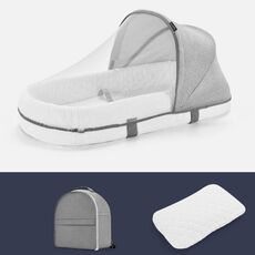 709 Culla multifunzionale portatile con zanzariera Letto pieghevole neonato mobile, colore: grigio bianco + cuscino