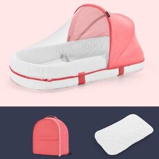 709 Culla multifunzionale portatile con zanzariera Letto pieghevole neonato mobile, colore: rosa bianco + cuscino
