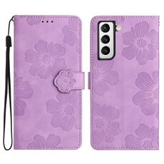 Per Samsung Galaxy S22+ 5G Custodia in pelle con motivo floreale in rilievo (viola)