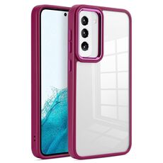 Per Samsung Galaxy S23 5G Custodia morbida in TPU acrilico trasparente (rosso ciliegia)