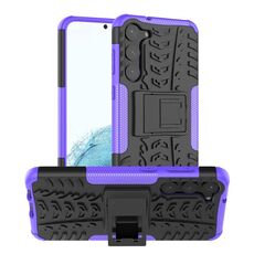 Per Samsung Galaxy S23 + 5G Texture gomma TPU + custodia per telefono PC con supporto (viola)