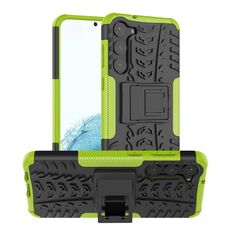 Per Samsung Galaxy S23 + 5G Texture gomma TPU + custodia per telefono PC con supporto (verde)