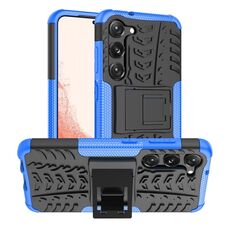 Per Samsung Galaxy S23 5G Tire Texture TPU + custodia per telefono PC con supporto (blu)