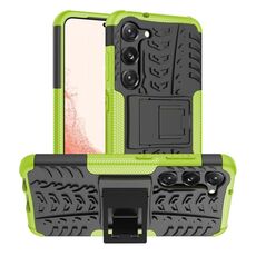 Per Samsung Galaxy S23 5G Texture gomma TPU + custodia per telefono PC con supporto (verde)