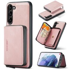 Per Samsung Galaxy S23+ 5G JEEHOOD Custodia per telefono in pelle con cerniera magnetica (rosa)