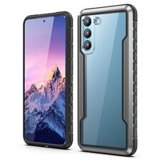 Per Samsung Galaxy S23 5G iPAKY Thunder Series telaio in alluminio + paraurti in TPU + custodia antiurto per PC trasparente (nero + grigio)