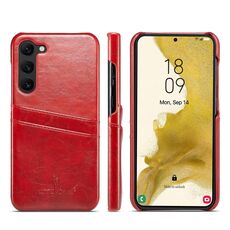Custodia in pelle per Samsung Galaxy S23 5G Fierre Shann Oil Wax Texture con slot per schede (rosso)