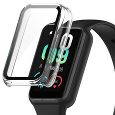 Per Amazfit Band 7 PC + custodia protettiva integrata in vetro temperato (bianco trasparente)