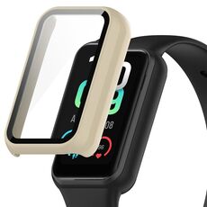 Per Amazfit Band 7 PC + custodia protettiva integrata in vetro temperato (bianco avorio)