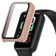 Per Amazfit Band 7 PC + custodia protettiva integrata in vetro temperato (rosa)