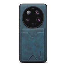 Per Xiaomi 13 Ultra Denior PU Cover posteriore Custodia per telefono con slot per schede (blu)