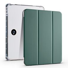 Per OPPO Pad 2 11.6 2023 Custodia per tablet in pelle TPU trasparente a 3 pieghe con slot per penna (verde scuro)