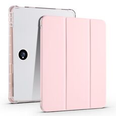 Per OPPO Pad 2 11.6 2023 Custodia per tablet in pelle TPU trasparente a 3 pieghe con slot per penna (rosa sabbia)