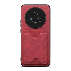 Per Honor Magic5 5G Denior PU Cover posteriore Custodia per telefono con slot per schede (rosso)