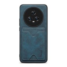 Per Honor Magic5 5G Denior PU Cover posteriore Custodia per telefono con slot per schede (blu)