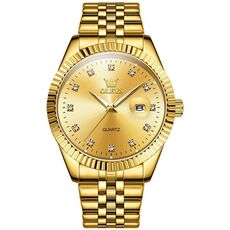 OLEVS 5526 Orologio da uomo al quarzo impermeabile luminoso con set di diamanti (oro)