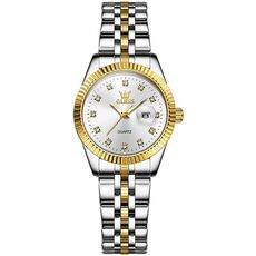OLEVS 5526 Orologio da donna al quarzo impermeabile luminoso con set di diamanti (bianco)