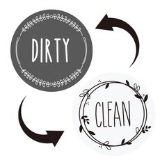 2 magneti rotondi per lavastoviglie Clean Dirty Sign Copertura magnetica per lavastoviglie a doppia faccia (grigio bianco)