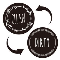 2 magneti rotondi per lavastoviglie Clean Dirty Sign Copertura magnetica per lavastoviglie a doppia faccia (nero)