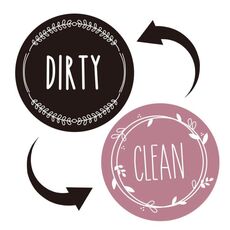 2 magneti rotondi per lavastoviglie Clean Dirty Sign Copertura magnetica per lavastoviglie a doppia faccia (nero rosa)