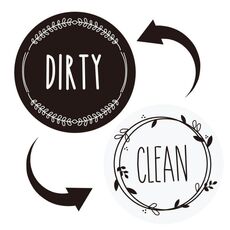 2 magneti rotondi per lavastoviglie Clean Dirty Sign Copertura magnetica per lavastoviglie a doppia faccia (nero bianco)
