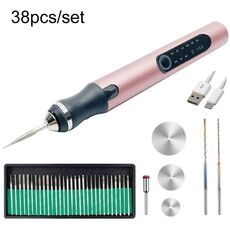 E108 38 pz/set portatile 2.35mm mandrino mini penna trapano elettrico (oro rosa)
