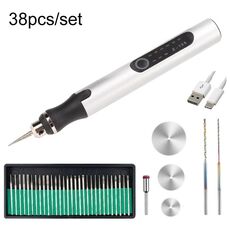 E108 38 pz/set portatile 2.35MM mandrino mini penna trapano elettrico (argento)