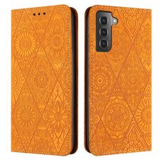 Per Samsung Galaxy S22 + 5G custodia in pelle ad adsorbimento goffrata etnica (gialla)