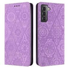 Per Samsung Galaxy S22+ 5G custodia in pelle ad adsorbimento goffrata etnica (viola)