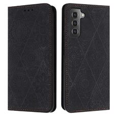 Per Samsung Galaxy S22 + 5G custodia in pelle ad adsorbimento goffrata etnica (nera)