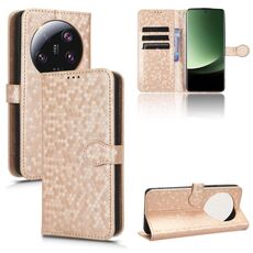 Custodia in pelle per Xiaomi 13 Ultra Honeycomb Dot Texture (oro)