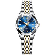 OLEVS 9931 Orologio al quarzo impermeabile luminoso con fibbia a farfalla da donna (blu)