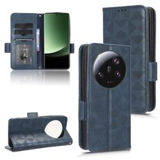 Custodia per telefono in pelle con motivo a triangolo ultra simmetrico per Xiaomi 13 (blu)