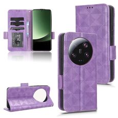 Custodia per telefono in pelle con motivo a triangolo ultra simmetrico per Xiaomi 13 (viola)