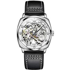 OLEVS 6651 Orologio meccanico da uomo luminoso impermeabile cavo (bianco)
