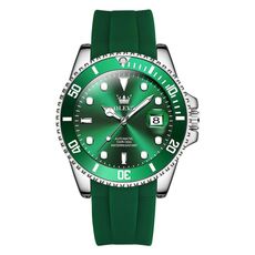 OLEVS 6650 Orologio meccanico da uomo con cinturino in silicone impermeabile luminoso (verde)